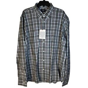 North Country Men XXL 100% Portuguese Flannel Button Down Shirt Black Gray Multi